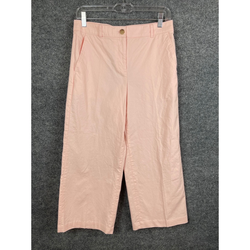J.Crew Wide Leg Crop Pants Womens 6P Pink Excellent Cinch Back Cotton Blend